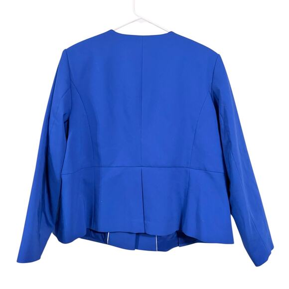 Calvin Klein Suit Blazer Blue Women's Size 18W Hidden Buttons Shoulder Pads - Picture 2 of 8